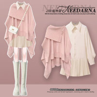 Bộ trang phục mùa đông 2025 thiết kế mới, áo khoác choàng, áo len đan, váy, bộ hai mảnh