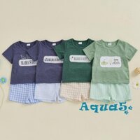 Bộ trang phục mùa hè Aqua-Baby Boys Áo thun tay ngắn thêu và quần Short sọc đàn hồi / kẻ sọc cho bộ quần áo 2 mảnh
