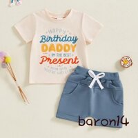 Bộ trang phục mùa hè cho bé trai Áo thun tay ngắn in chữ và quần Short co giãn viền cuộn cho bộ quần áo 2 mảnh