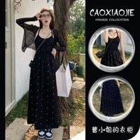 Bộ Trang Phục Nữ Cỡ Lớn Mùa Hè Bộ Hai Chiếc Váy Cardigan Chấm Bi Cao Cấp Phong Cách Kiểu Pháp Mẫu Mới