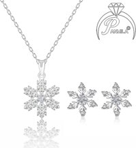 Bộ trang sức bạc hình Bông Tuyết pha lê lấp lánh BTS.HT.B - Bộ  Dây chuyền  Hoa tai