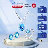 Bộ Trang Sức Bạc Nữ S925 Đá topaz Màu Xanh Sang Chảnh BDM2311 - Bảo Ngọc Jewelry
