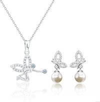 Bộ trang sức bạc nữ - Trang sức Panmila - Cánh tiên ngọc trai BTS.CANHTIEN.B - Trọn bộ Hoa tai  Dây chuyền