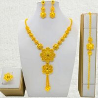 Bộ trang sức bán chạy Vòng cổ bốn mảnh Vòng đeo tay Bông tai Nhẫn Trang sức Đông Nam Á mạ vàng Thích hợp để đeo tại các hoạt động khác nhau và Quà tặng ngày lễ tình nhân, sinh nhật, kỷ niệm