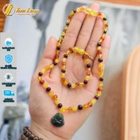 Bộ trang sức cho bé hô phach 3 màu mix mặt phật di lặc lam ngoc bình an ăn ngủ ngon - DIY TUỆ LÂM