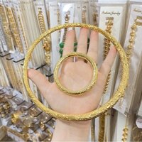 Bộ trang sức cưới gồm 1 kiềng cổ cưới chạm rồng phụng 1 vòng tay cưới chạm rồng phụng dát vàng 24 cao cấp mẫu mới về