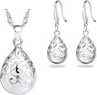 Bộ trang sức Dây chuyền Bông tai đá mắt mèo hình giọt nước BHB42 - TRĂNG