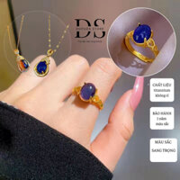 Bộ Trang Sức Dây Chuyền Nhẫn Thiết  Kế Tinh Sảo Đính Đá Hổ Phách Đổi Màu Theo Thời Tiết 6