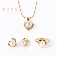 Bộ Trang Sức Gồm Vòng cổ / Nhẫn / Bông Tai / Nhẫn Mạ Vàng 18K Tùy Chỉnh Thời Trang Cho Nữ 1151