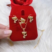 BỘ TRANG SỨC HỒ LY CHO NỮ - TRANG SỨC BẠC S925 XI VÀNG
