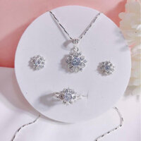 Bộ trang sức hoa sen bạc ta sáng bóng dày dặn giá hủy diệt  - Vàng bạc Khải Khải