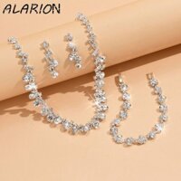 Bộ trang sức kim cương giả ALARION, Vòng cổ vòng tay tỏa sáng, Bông tai tinh tế sang trọng Brida Hoa hướng dương dành cho nữ