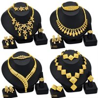 Bộ trang sức mạ cô dâu dubai hoa tai vòng cổ việt nam vòng tay bốn mảnh trang sức