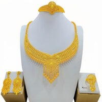 Bộ trang sức mạ vàng 24k, bao gồm dây chuyền, bông tai, nhẫn / bộ 4 món
