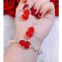 BỘ TRANG SỨC NỮ BẠC TA - DÂY CHUYỀN - NHẪN - LẮC TAY NGHÊ - TỲ HƯU HTJ