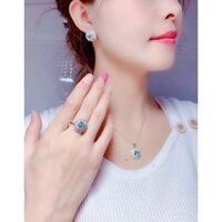 Bộ Trang Sức Nữ Đá Topaz Gồm Dây Chuyền,Nhẫn Nữ,Bông Tai