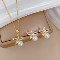 Bộ trang sức nữ Vòng cổ pha lê Bộ bông tai ngọc trai Trang sức ngày & tiệc tùng