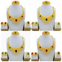 Bộ trang sức vàng cho phụ nữ, bao gồm dây chuyền, bông tai, nhẫn và vòng tay / bộ 4 món