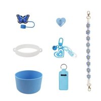 Bộ Trang Trí Cốc Nước Ống Hút Son Môi Phong Bì Cốc 3.24 Mặt Dây Chuyền Bướm Di Động Mũ Dây Phụ Kiện Tình Yêu Silicon