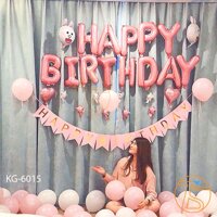 Bộ Trang Trí Happy Birthday Cho Bạn Gái - Bong Bóng Sinh Nhật Kèm Ống Bơm Tay KG-6015