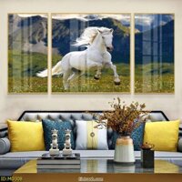 Bộ tranh 3 bức mã đáo thành công cầu tài cầu lộc cho gia chủ - Trang trí phòng khách hót nhất 2021