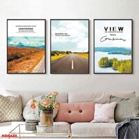 Bộ tranh 3 chữ nhật treo tường hiện đại decor chất liệu canvas (tặng đinh 3 chân đính kèm) - Hot trend