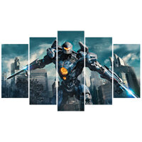 Bộ tranh 5 tấm ghép tráng gương Đại Chiến Thái Bình Dương Robot Gipsy Avenger - Có sẵn keo