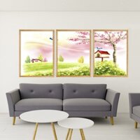 Bộ tranh Canvas 3 tấm Hình Chữ Nhật kích thước 40x60cm , In Họa Tiết Thiếu Nhi, Trẻ Em Vui Chơi -Mã Sản Phẩm TNIN384