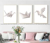 Bộ Tranh Canvas Hạc, Thuyền và Chim Gấp Giấy – CH0088