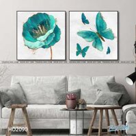 Bộ Tranh Canvas Hoa Và Bươm Bướm Trang Trí – HO2090