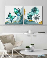 Bộ Tranh Canvas Hoa Và Bươm Bướm Trang Trí – HO2089