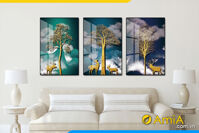 Bộ tranh canvas rừng cây huơu vàng sang trọng AmiA BO3CV 006
