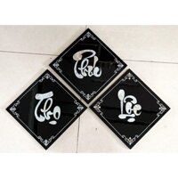 Bộ Tranh chữ sơn mài Thanh Bình Lê - PHÚC LỘ THỌ khảm xà cừ đẹp gồm mẫu chữ việt và trung