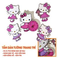 Bộ tranh đồng hồ dán tường - HELLO KITTY - Trang trí nhà cửa