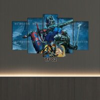 Bộ Tranh Ghép 5 Tấm TRANFORMER Tráng Gương Dán Tường Decor Hiện Đại Kèm Keo Dán Chuyên Dụng BH Vận Chuyển
