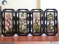 Bộ Tranh gốm sứ tứ quý đắp nổi cảnh Đào Trúc Cúc Tùng