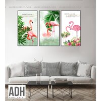 Bộ tranh khung canvas treo tường flamingo