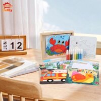 Bộ tranh nghệ thuật nước cát Đồ chơi đầy màu sắc 10 thẻ hai mặt Kỹ năng vận động tinh cho bữa tiệc bé gái đi học trẻ em