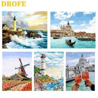Bộ tranh sơn dầu số hóa nhiều kiểu dáng dùng treo tường trang trí kích thước 40x50cm DIY
