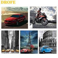 Bộ Tranh Sơn Dầu Số Hóa Thủ Công DIY Hình Phương Tiện Giao Thông Kích Thước 40x50cm