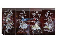 Bộ tranh sơn mài Long Lân Quy Phụng cẩn nổi nền ấm TSM367-1