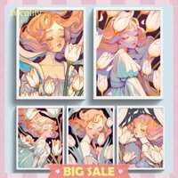 Bộ Tranh Thêu Chữ Thập 11ct Bằng cotton Thân Thiện Với Môi Trường Hình Hoa tulip Và Cô Gái [Thân Thiện Với Môi Trường]