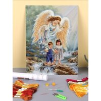 Bộ Tranh Thêu Chữ Thập Thủ Công 11CT Hình Thiên Thần Bằng Cotton Và Vải Bạt