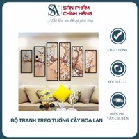 Bộ tranh treo tường cây hoa lan trang trí phòng khách hiện đại