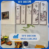 Bộ tranh treo tường chữ thư pháp Nhân, Lễ, Nghĩa, Trí, Tín thuỷ mặc cổ | Tranh canvas treo tường phòng khách, làm việc