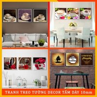 BỘ TRANH TREO TƯỜNG TRANG TRÍ QUÁN CAFE Chất Liệu Gỗ Nhựa Cao Cấp bo viền sang trọng