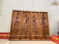 Bộ tranh tứ bình gỗ gụ hàng kỹ KT 42cmx1m27