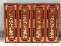 Bộ tranh tứ quý bốn mùa tùng cúc trúc mai ,bằng gỗ hương đỏ kt 371073cm