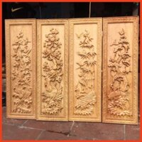 Bộ tranh tứ quý gỗ pơmu kt 90 30 3