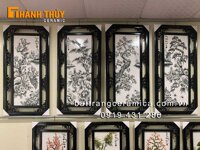 Bộ tranh tứ quý gốm sứ đen trắng  50×1 m